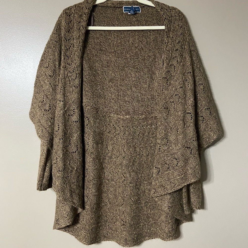 Karen Scott Tan Open-Front Poncho